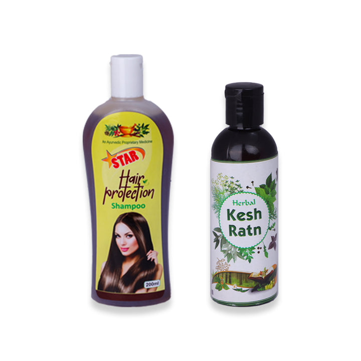 HAIR PROTECTION SHAMPOO 500 ml | KESH RATN HAIR OIL 100 ml - HAIR WELLNESS COMBO
