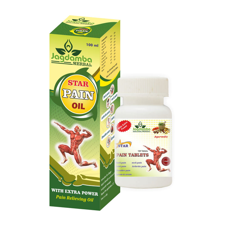 Star Pain Oil 100ml & Star Pain Tablet 120 Tablets Combo Jagdamba Herbal