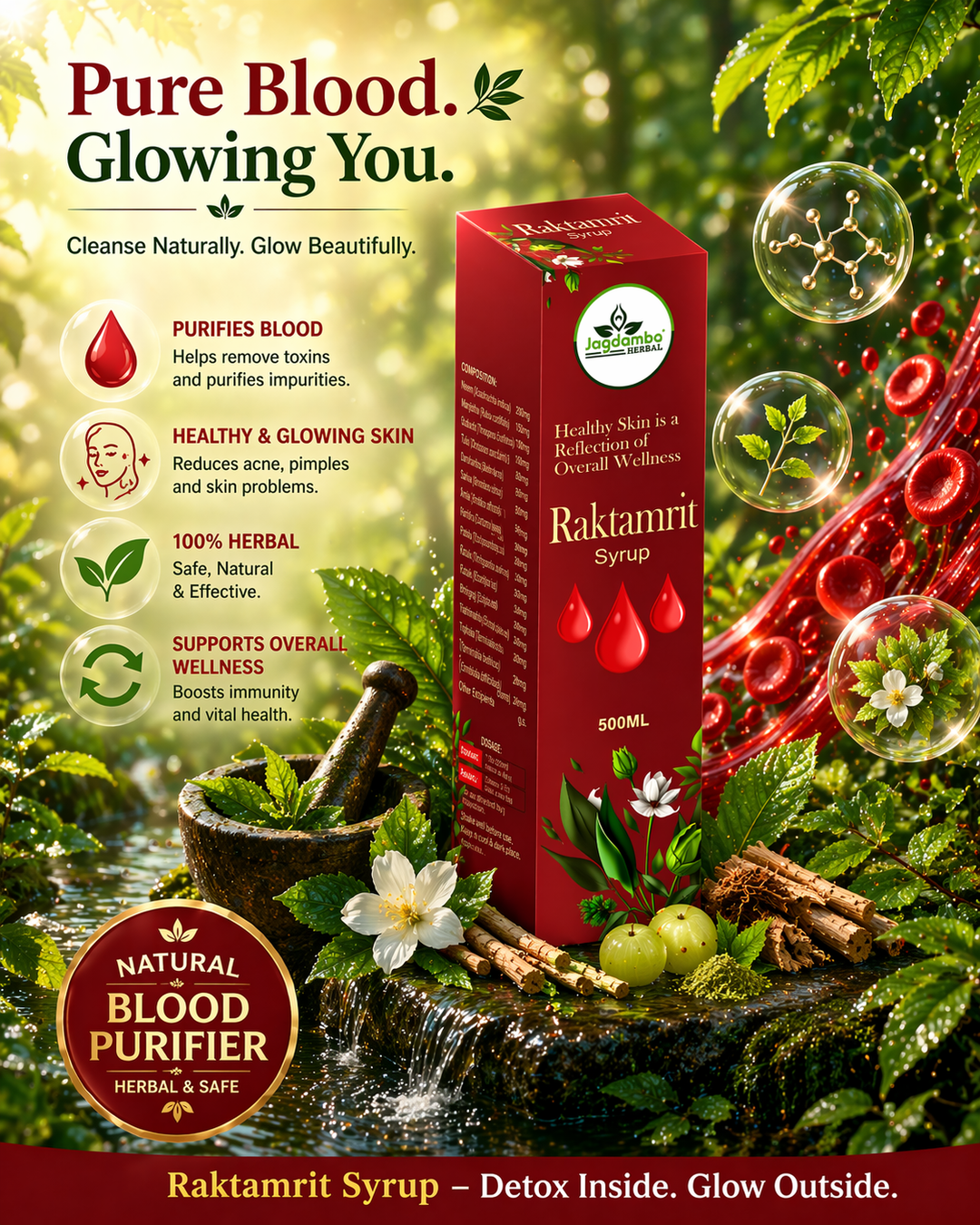 RAKTAMRIT SYRUP - Healthy Skin is a Reflection of Overall Wellness | 500 ml