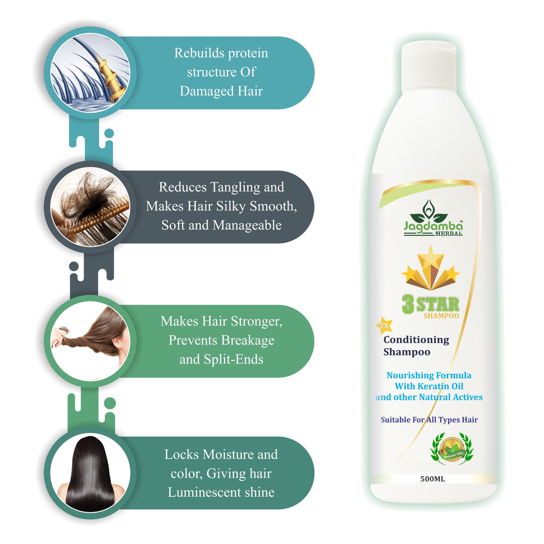 3 star shampoo Best for Women & Men | Shampoo for hair Smoothening & healthy scalp