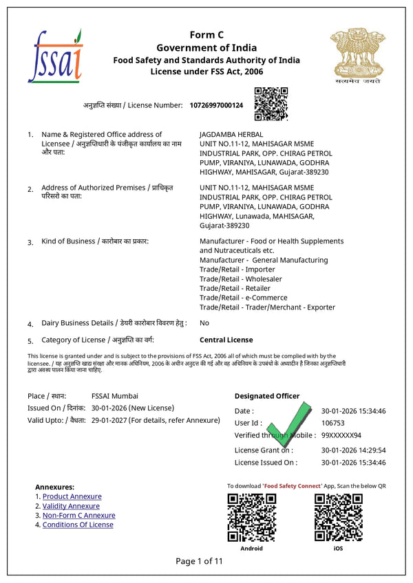 CENTRAL FSSAI LICENSE