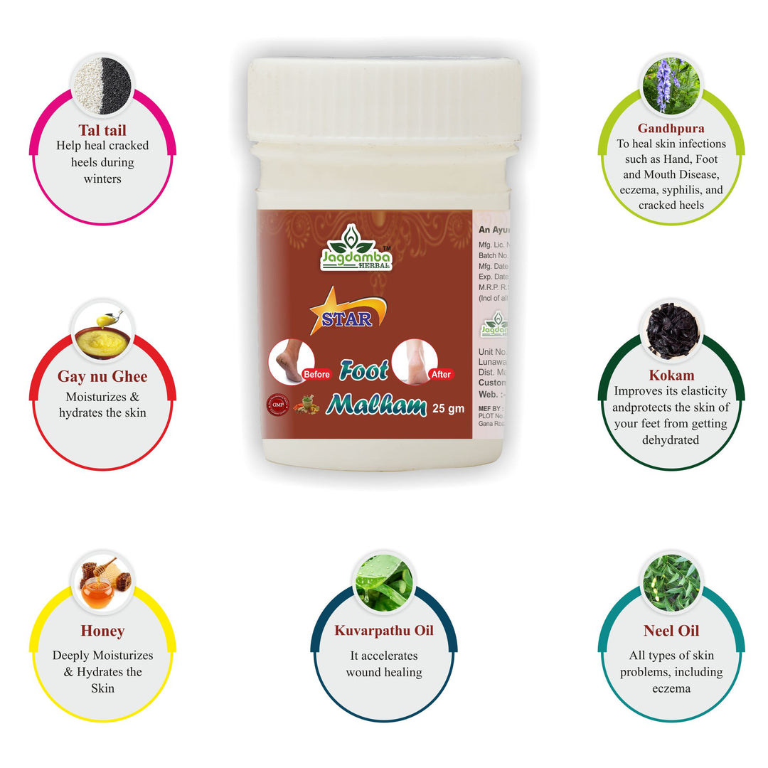 Star Foot Malham: Ayurvedic Relief for Cracked Heels and Foot Pain (PACK OF 3)