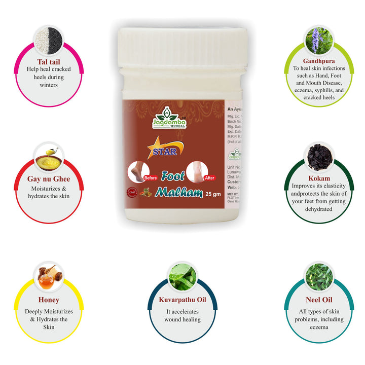 Star Foot Malham: Ayurvedic Relief for Cracked Heels and Foot Pain (PACK OF 3)