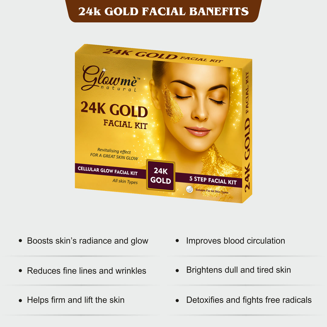 Glowme Natural 24K Gold Facial Kit – 5 Step Cellular Glow Kit