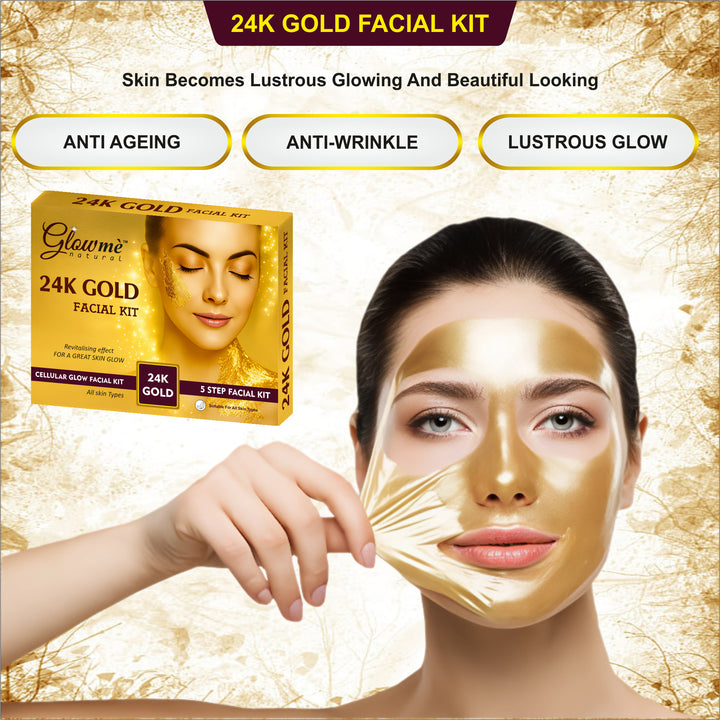 Glowme Natural 24K Gold Facial Kit – 5 Step Cellular Glow Kit