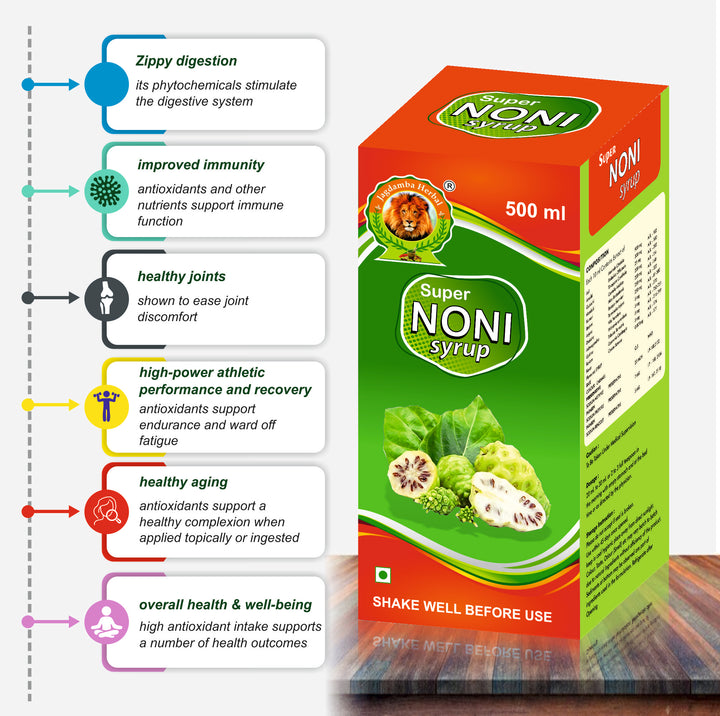 "Noni Syrup - Powerful Antioxidant & Wellness Booster for Immunity, sugar free, Digestion, and Skin Health"