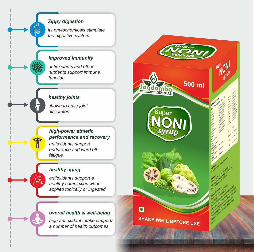"Noni Syrup - Powerful Antioxidant & Wellness Booster for Immunity, sugar free, Digestion, and Skin Health"