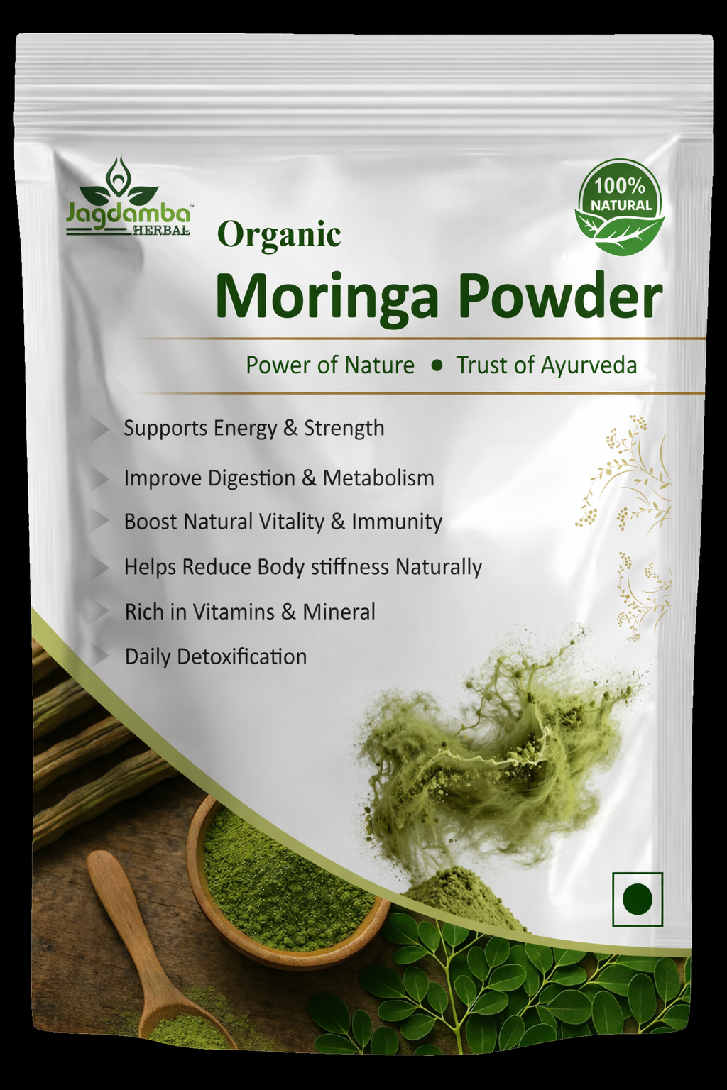 Organic Moringa Leaf Powder  100% Pure & Natural | Daily Superfood for Immune Support, Energy & Wellness