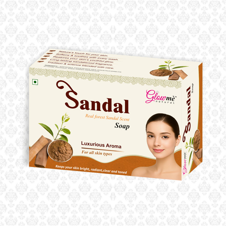 Glowme Sandal – Real Forest Sandal Scent with Soft, Radiant Skin  Soap | 75 gm X 6 = 450 gm