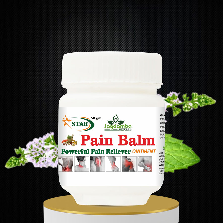 Star Pain Balm Ayurvedic herbal balm for joint pain, muscle pain, back pain, knee pain, neck pain, shoulder pain and headache relief.
