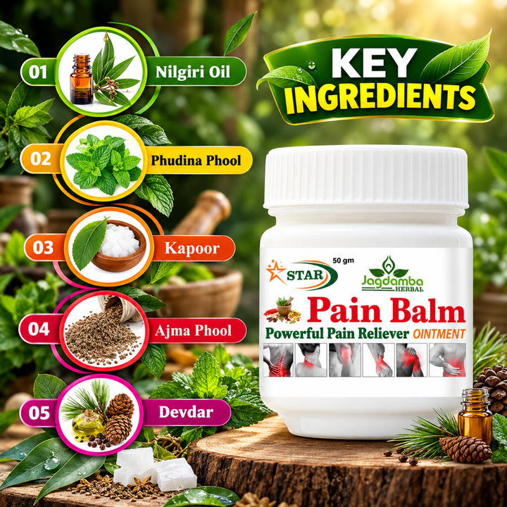 Star Pain Balm – Herbal Pain Relief Balm for Muscle & Joint Care | Jagdamba Herbal(PACK OF 2)
