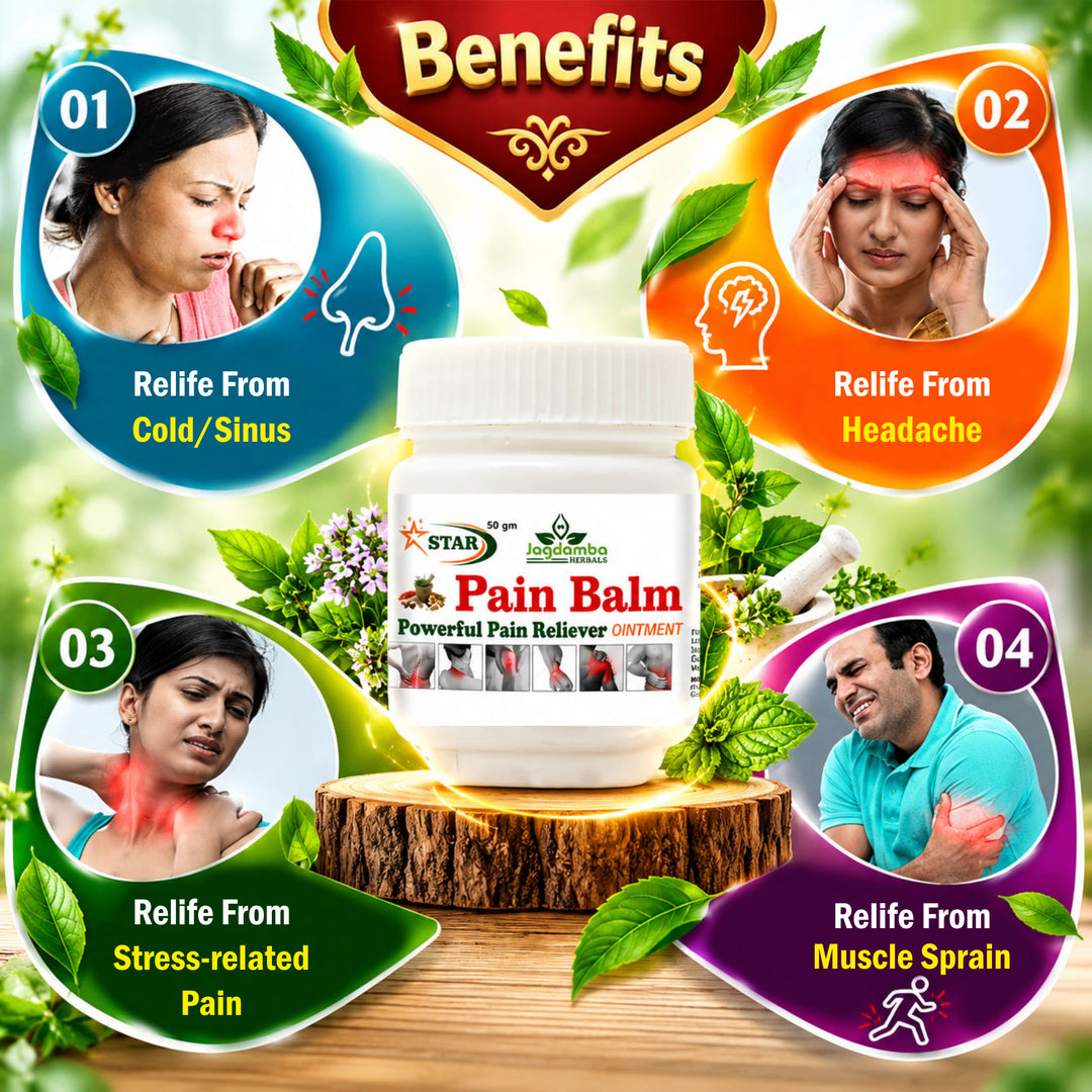Star Pain Balm – Herbal Pain Relief Balm for Muscle & Joint Care | Jagdamba Herbal(PACK OF 2)