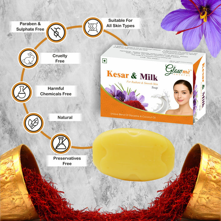 Kesar Bathing Soap – Natural Skin Brightening & Glowing Ayurvedic Soap | Saffron-Enriched |