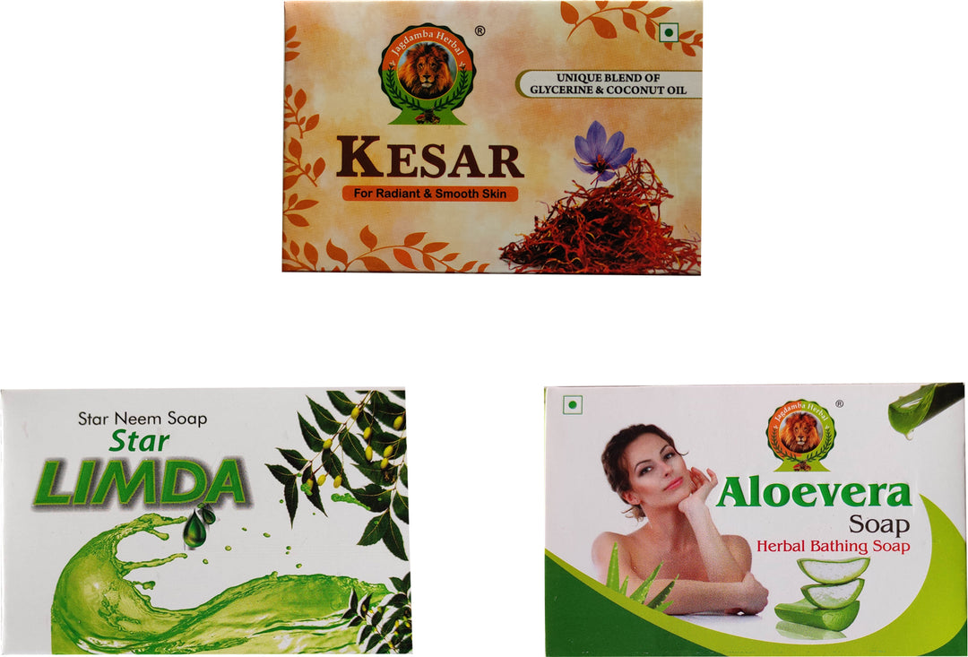 Jagdamba Herbal Combo Soap Neem Limda Soap, Aloevera Soap,Kesar Soap