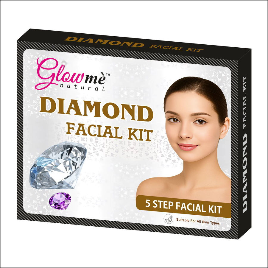 Glowme Diamond Facial Kit packaging with a woman's face and diamonds on a white background