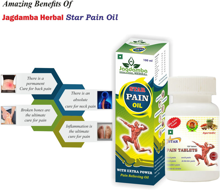 STAR PAIN OIL 100ML | STAR PAIN TABLETS 120  | PAIN RELIEVER COMBO