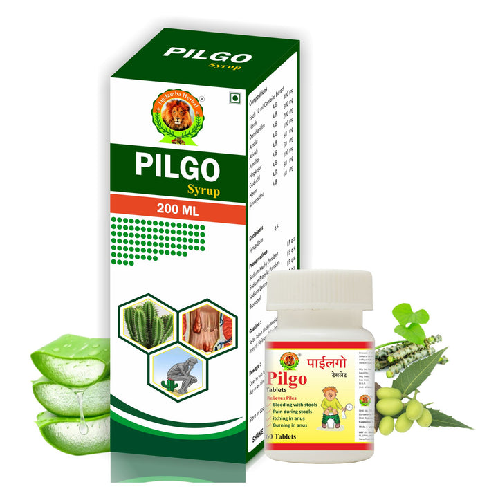 Jagadamba Herbal Pilgo Syrup and Tablets - Effective Ayurvedic Solution for Piles