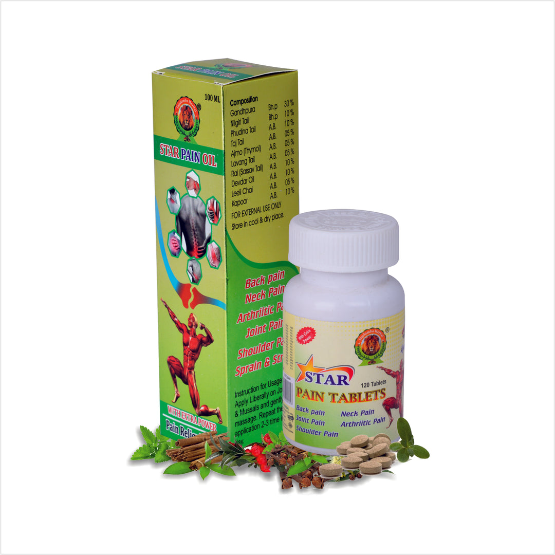 STAR PAIN OIL 100ML | STAR PAIN TABLETS 120  | PAIN RELIEVER COMBO